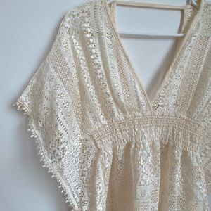 Cream Lace Swimsuit Cover